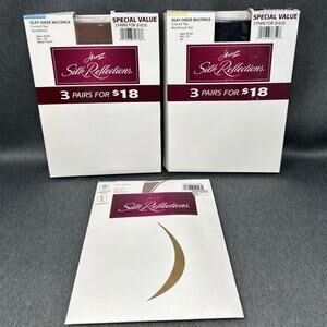 3pk VTG Hanes Pantyhose Silk Reflections Size CD Silky Sheer Hosiery Multipack